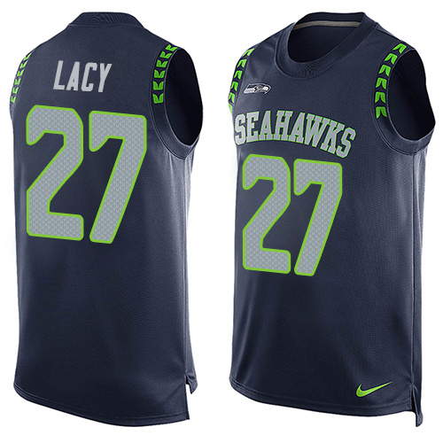 Nike Seahawks #27 Eddie Lacy Steel Blue Team Color Men's Stitched NFL Limited Tank Top Jersey - Click Image to Close